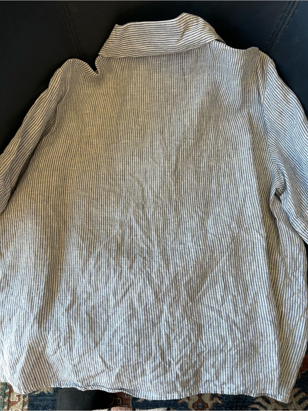 NEW 100% European Linen Short Sleeve Popover Top M - Picture 6 of 7